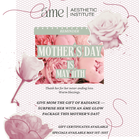 Mother's Day promotional graphic for aesthetic services