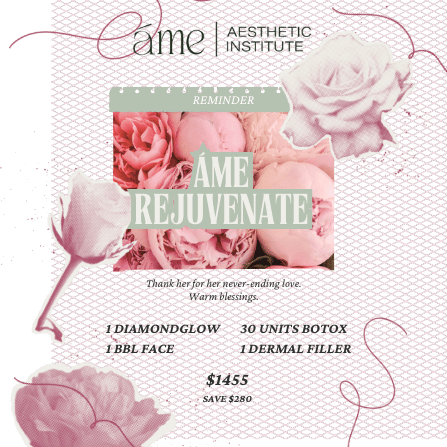 Aesthetic promotional flyer for skincare treatments.