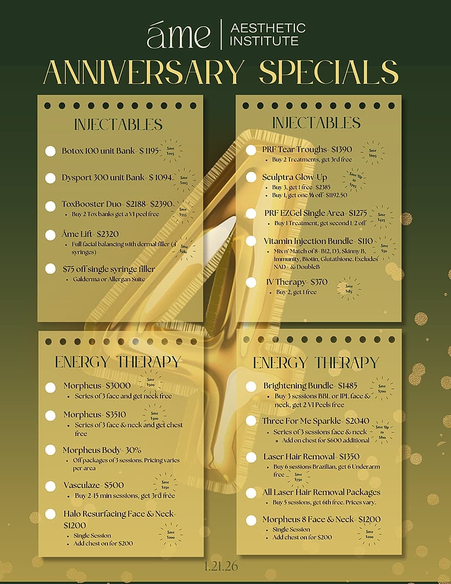 Aesthetic Institute anniversary specials promotion flyer