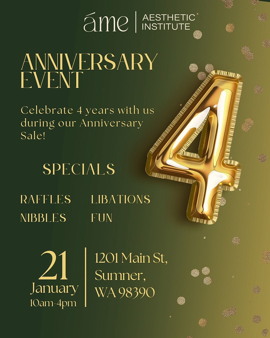 4th anniversary event announcement with specials.